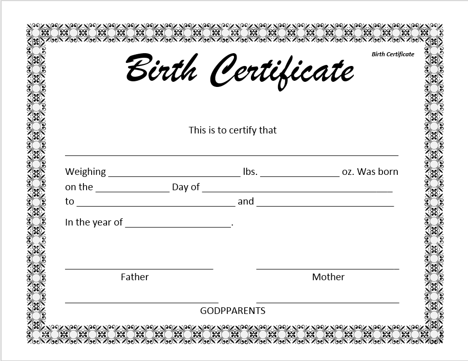 14 Free Birth Certificate Templates In MS Word PDF