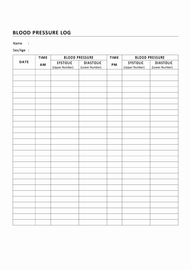 50 Blood Pressure Log With Pulse Ufreeonline Template