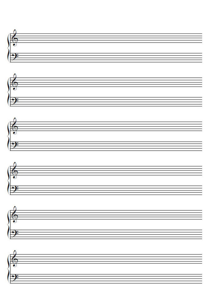 A4 Piano Music Blank Sheet 2 Clefs 5 And 6 Staves Blank Etsy