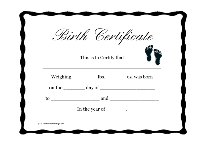 Blank Birth Certificate Template 3 LegalForms