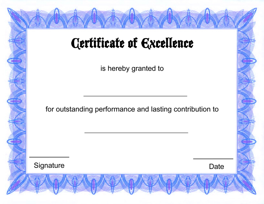 Blank Certificate Templates To Print Activity Shelter