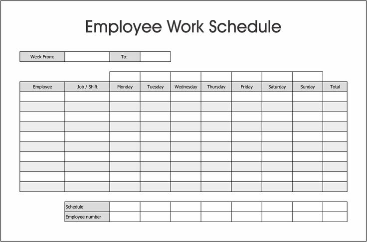 Printable Employee Work Schedule Template Schedule Template Work 