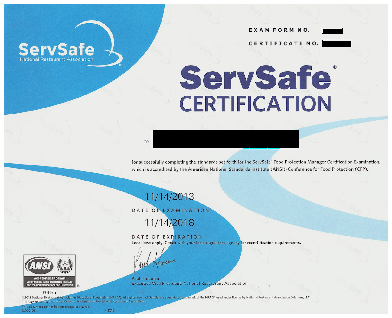 Printable Blank Servsafe Certificate