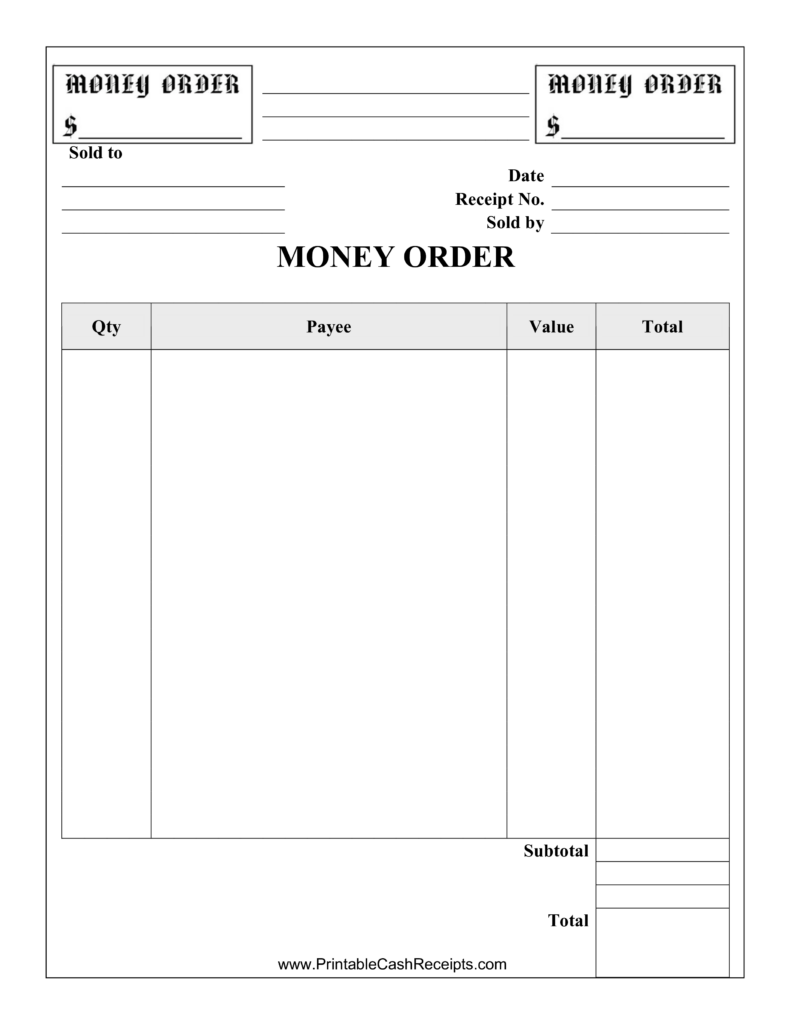 Blank Money Order Template