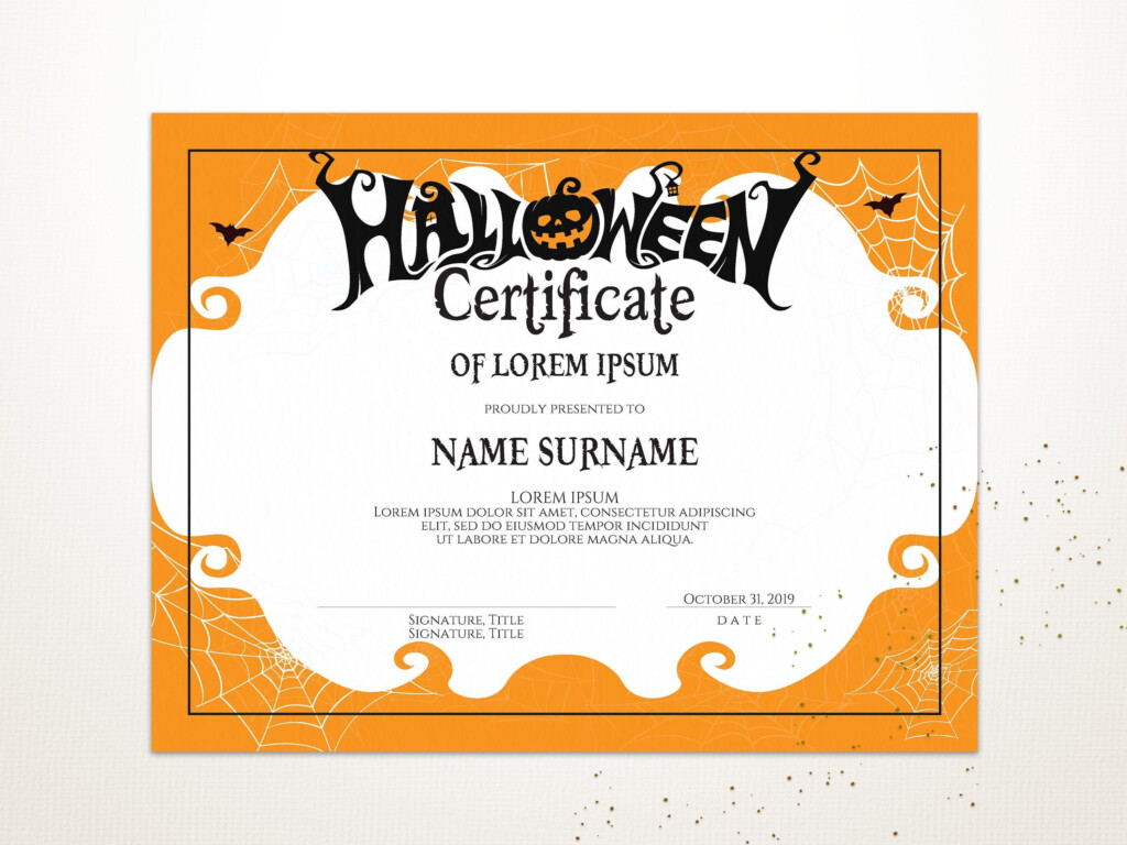 Halloween Blank Certificate Template Editable Printable Certificate 
