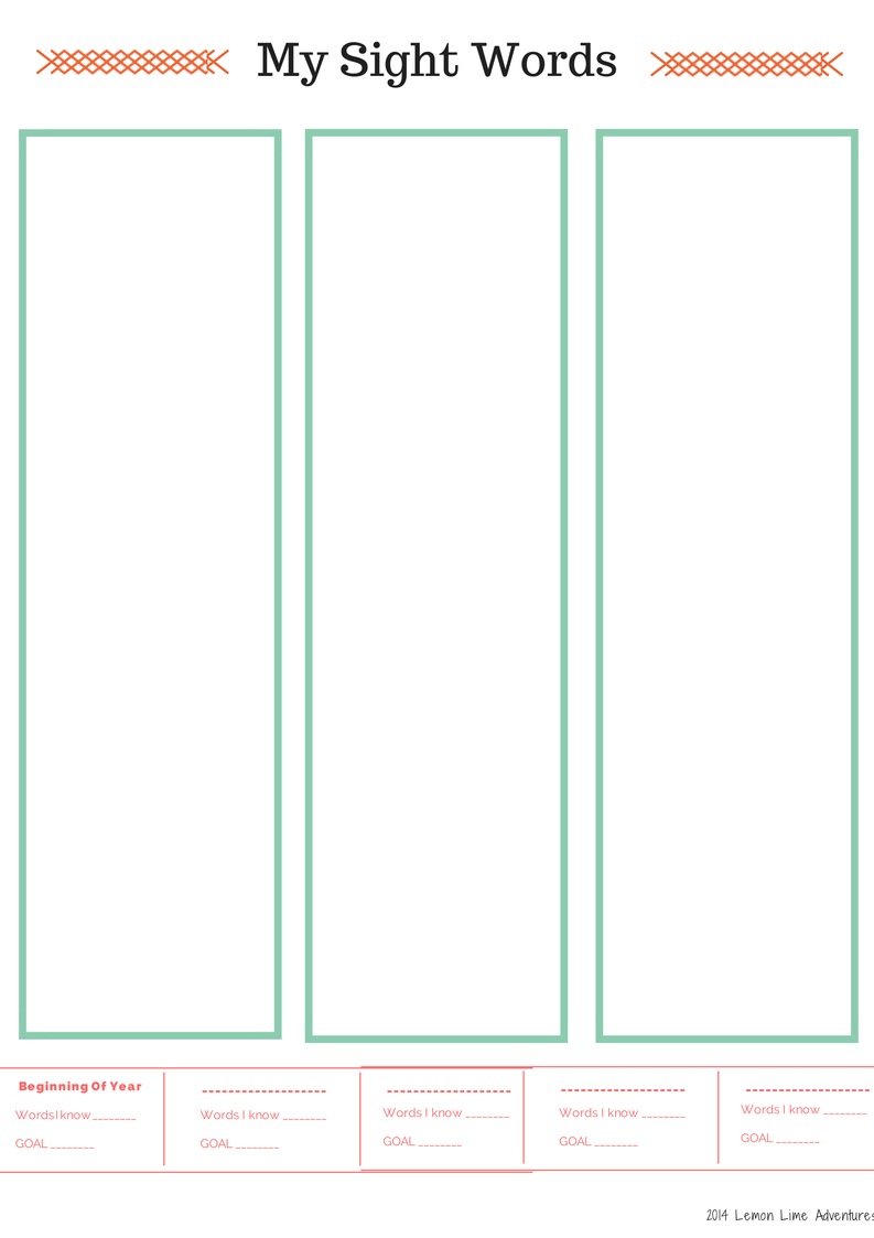 TOP Sight Word Lists FREE PRINTABLES